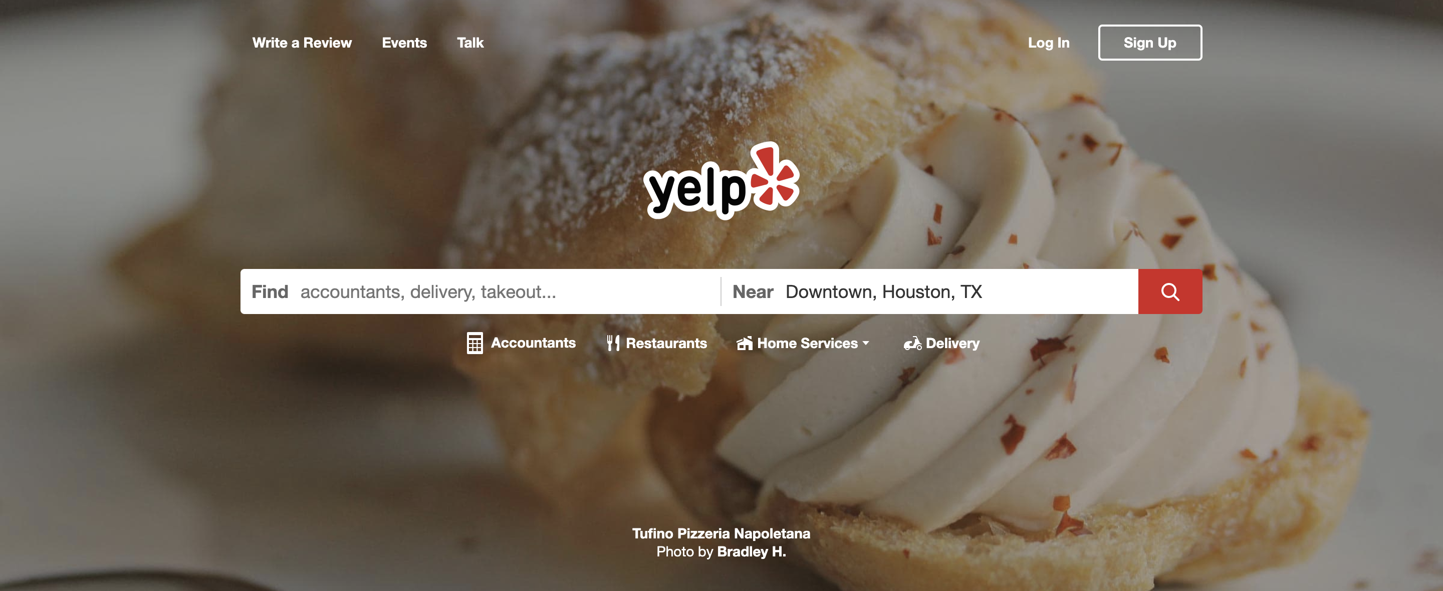 Yelp desktop homepage