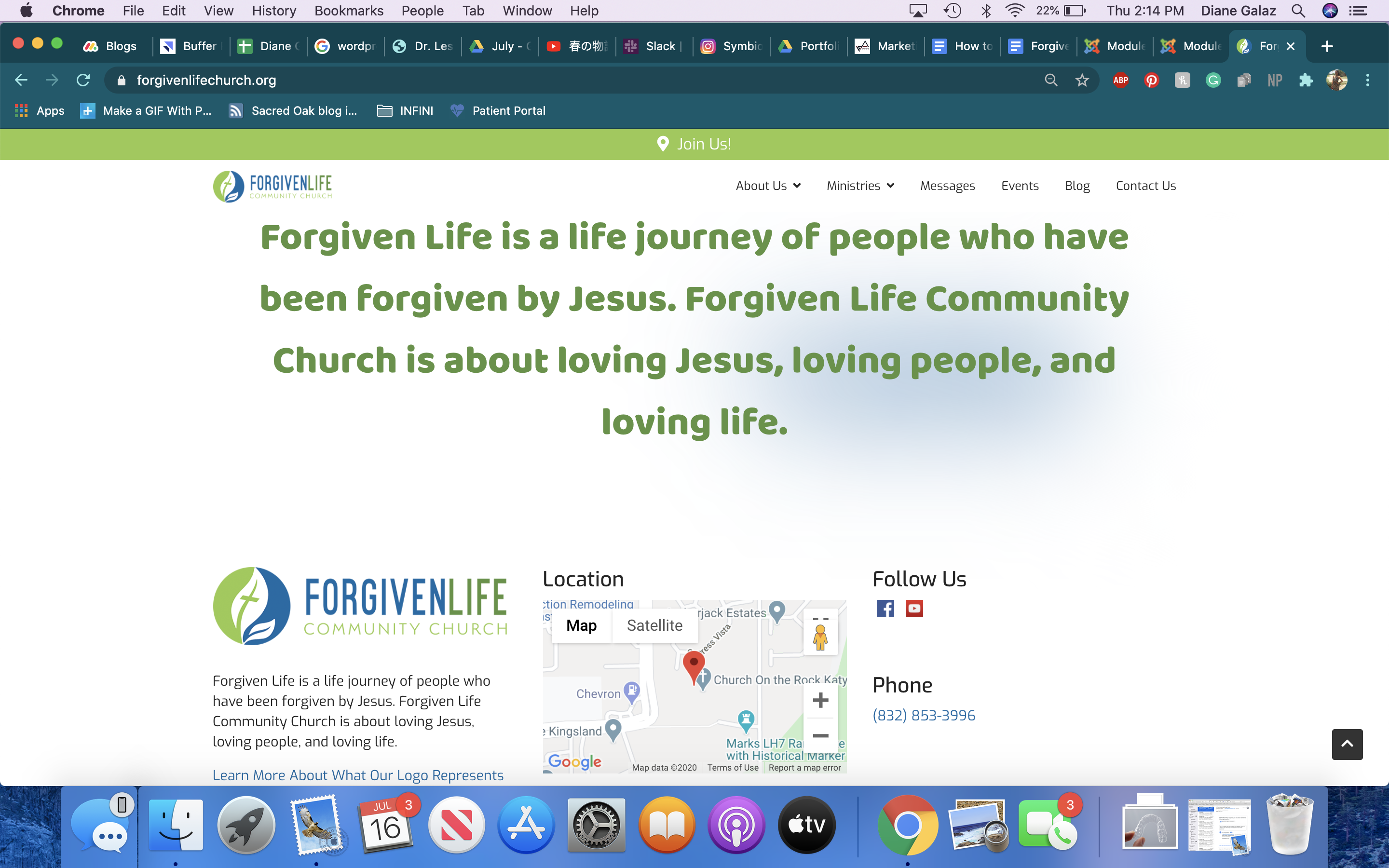 Forgiven Life Church Homepage Map and About