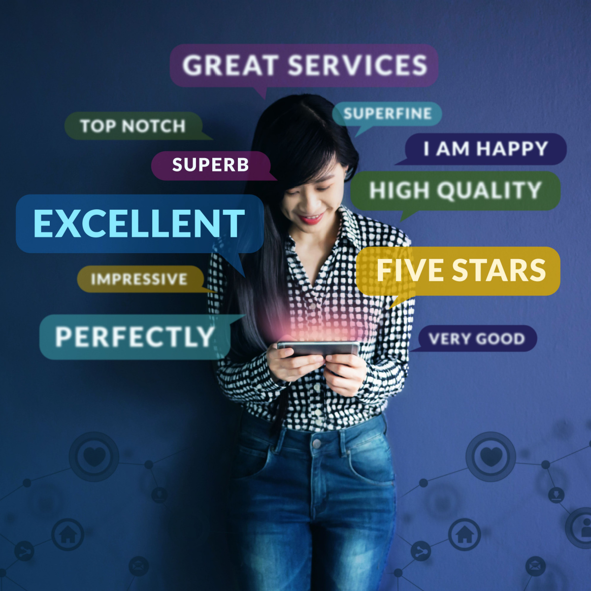 A satisfied customer leaves a glowing review that can be used for digital marketing.