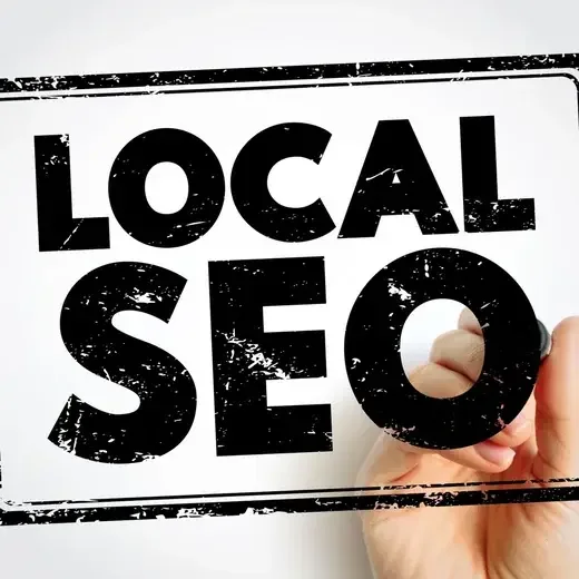 Hand stamping the words Local SEO