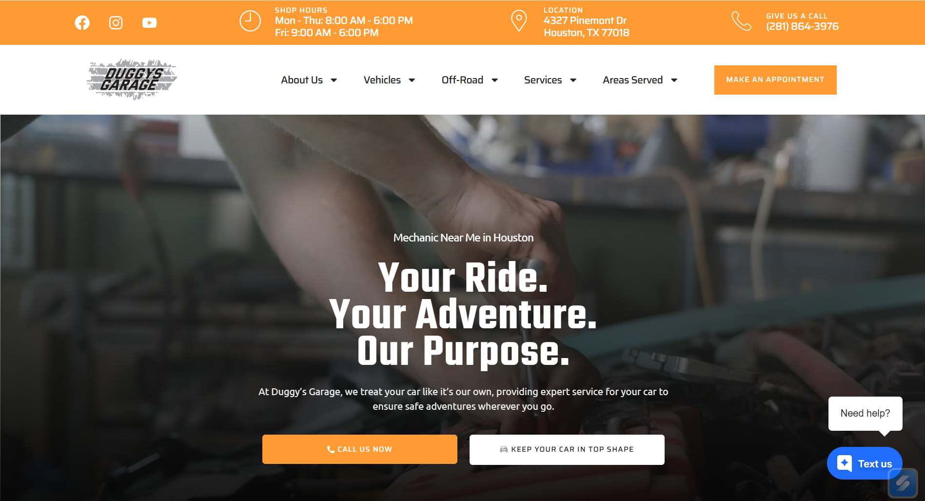 Duggy’s Garage is a Houston auto repair shop specializing in Toyota and Lexus off-road vehicles.