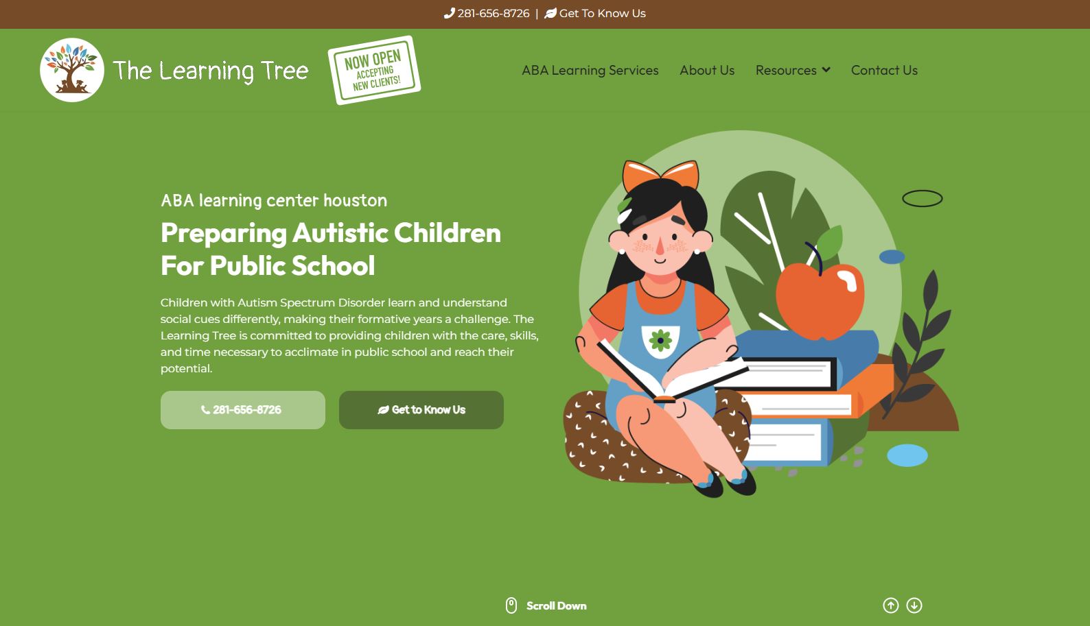 The Learning Tree Webpage Hero Section made by INFINI Marketing
