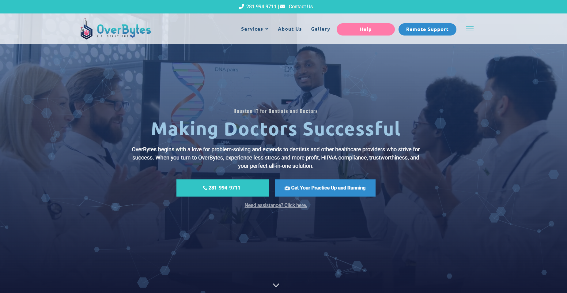 OverBytes is an IT solutions provider for Houston doctors and dentists as well as suppliers of modern audio/visual equipment and security systems.