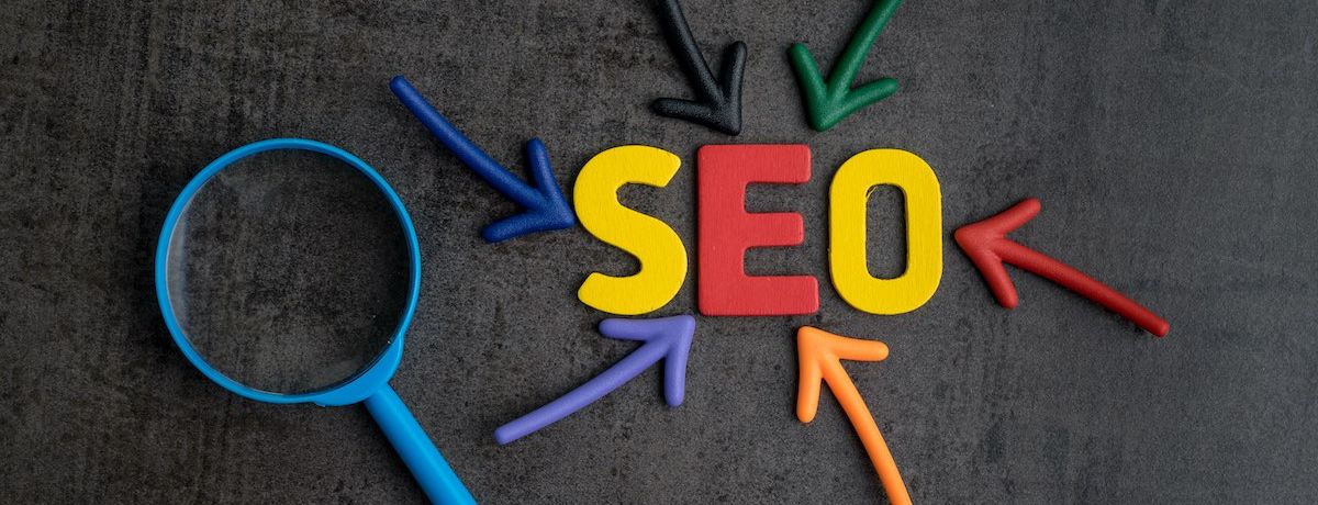 Graphic of SEO font in Google colors to illustrate what affects a business's Houston SEO strategy