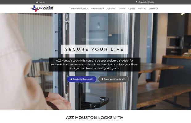 A2Z Locksmith Webpage Hero Section made by INFINI Marketing