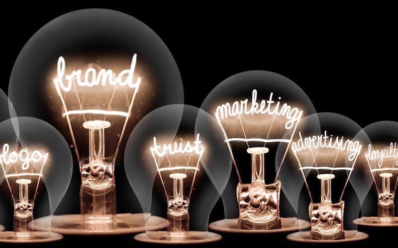 Lightbulbs that say branding, advertising, marketing, trust, quality