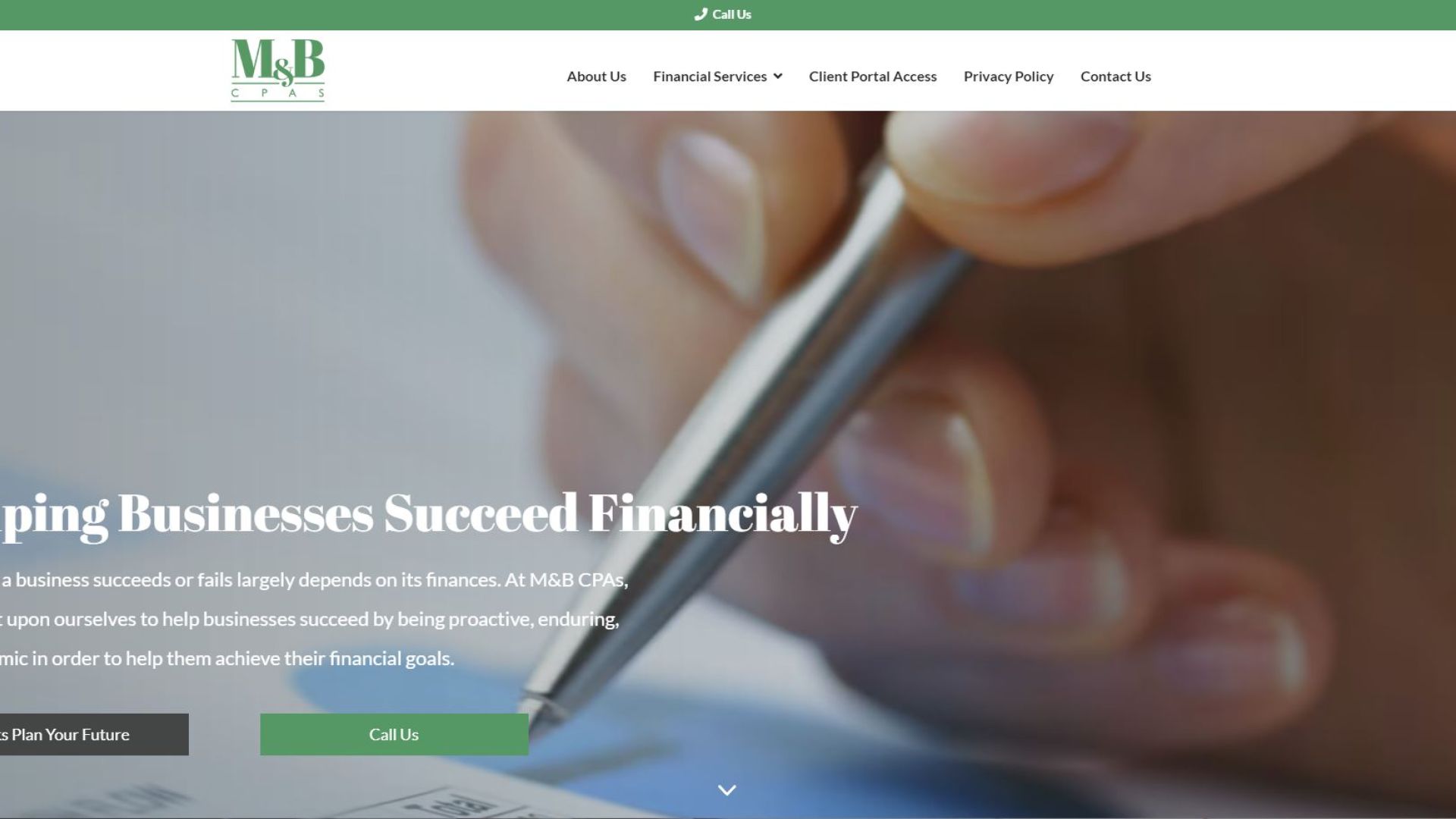 M&B CPAs Webpage Hero Section made by INFINI Marketing