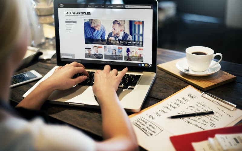 woman browsing a website