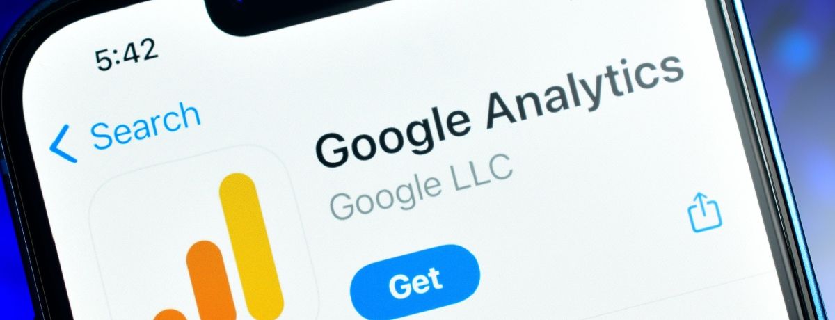 A closeup view of Google Analytics on a phone