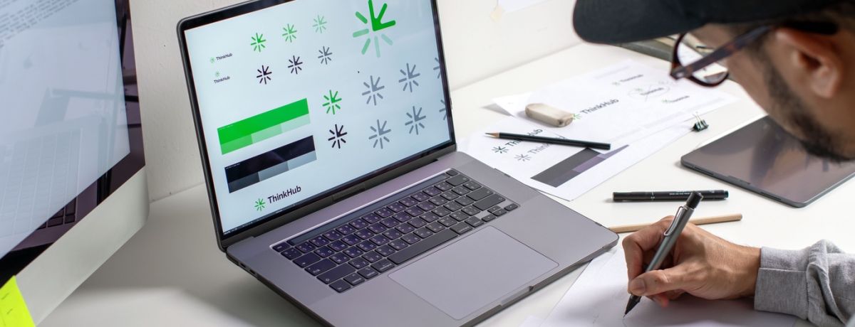 A graphic designer working on a custom website