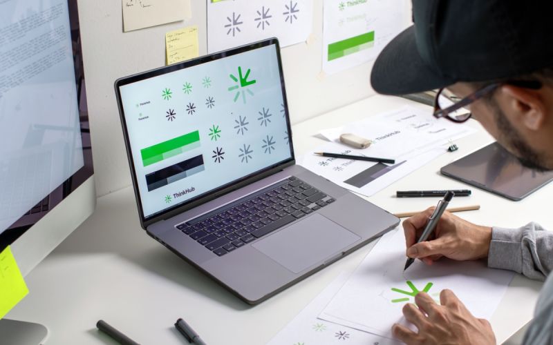 A graphic designer working on a custom website