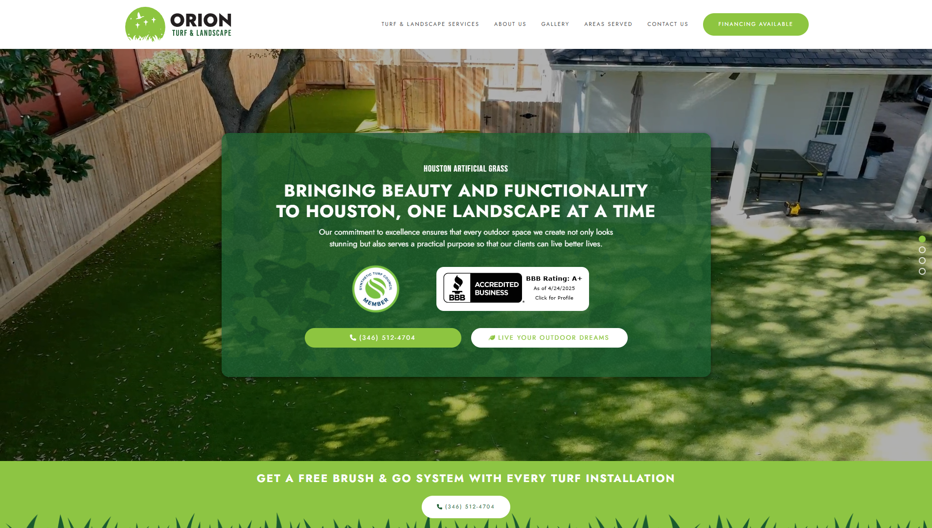 Orion Turf & Landscape is a Texas-based company with a mission to bring beauty and functionality, one landscape at a time.