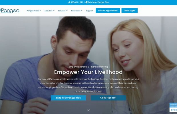 Pangea Financial Group Webpage Hero Section made by INFINI Marketing
