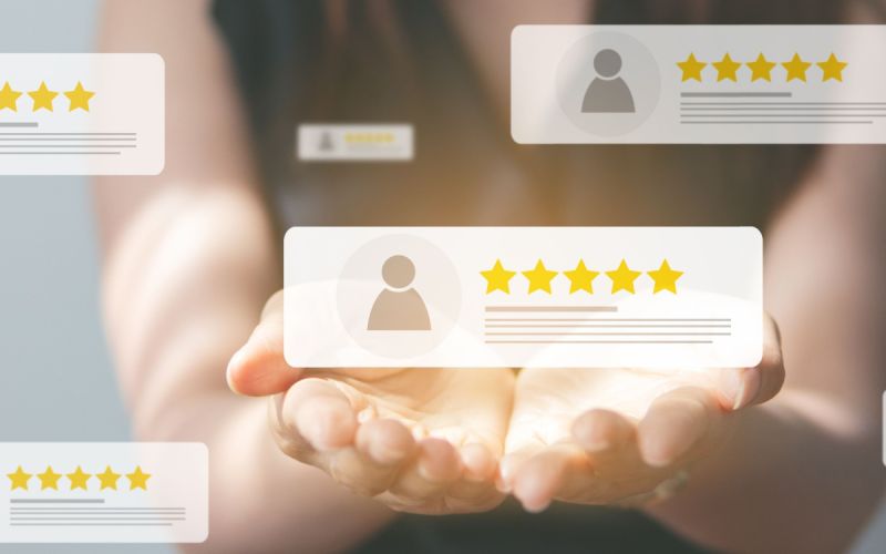 A graphic of client testimonials for Houston marketing