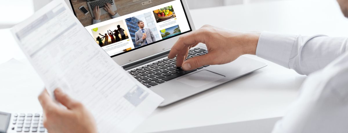 Business man reviewing his blog and evaluating content marketing and SEO strategies