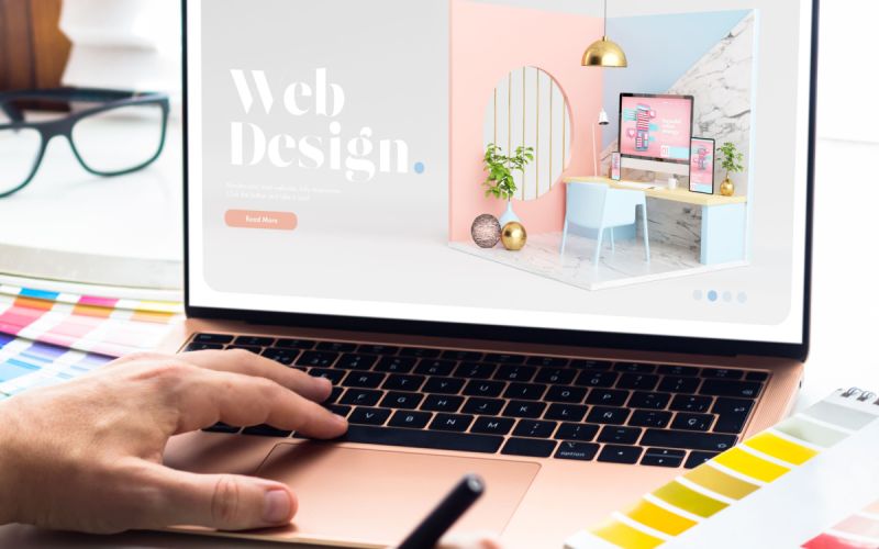 Artist plans a Houston web design’s color scheme.