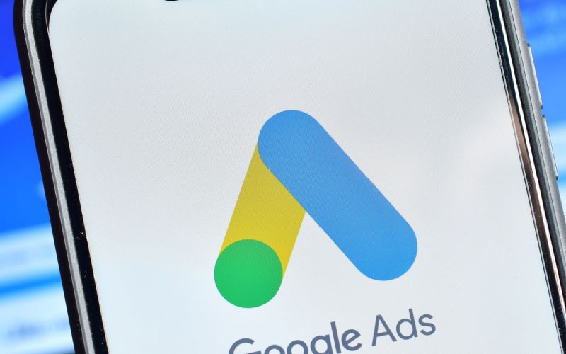 A phone displaying the Google Ads app