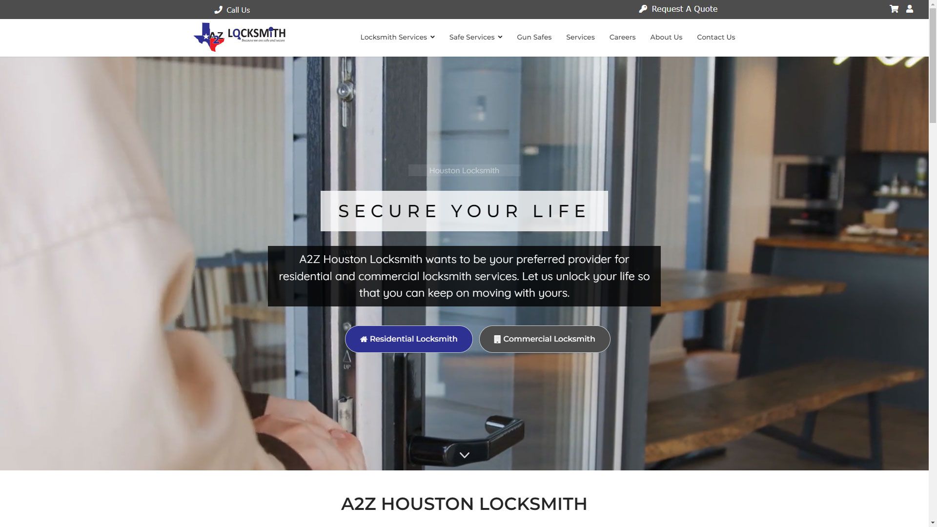 A2Z Locksmith Webpage Hero Section made by INFINI Marketing
