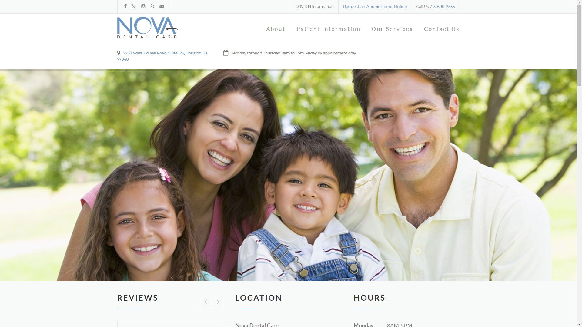 Nova Dental Care Hero Section made by INFINI Marketing