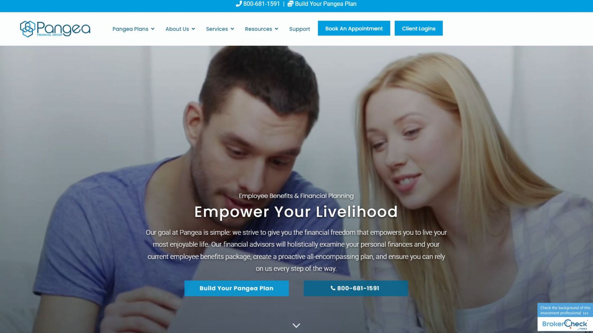 Pangea Financial Group Webpage Hero Section made by INFINI Marketing