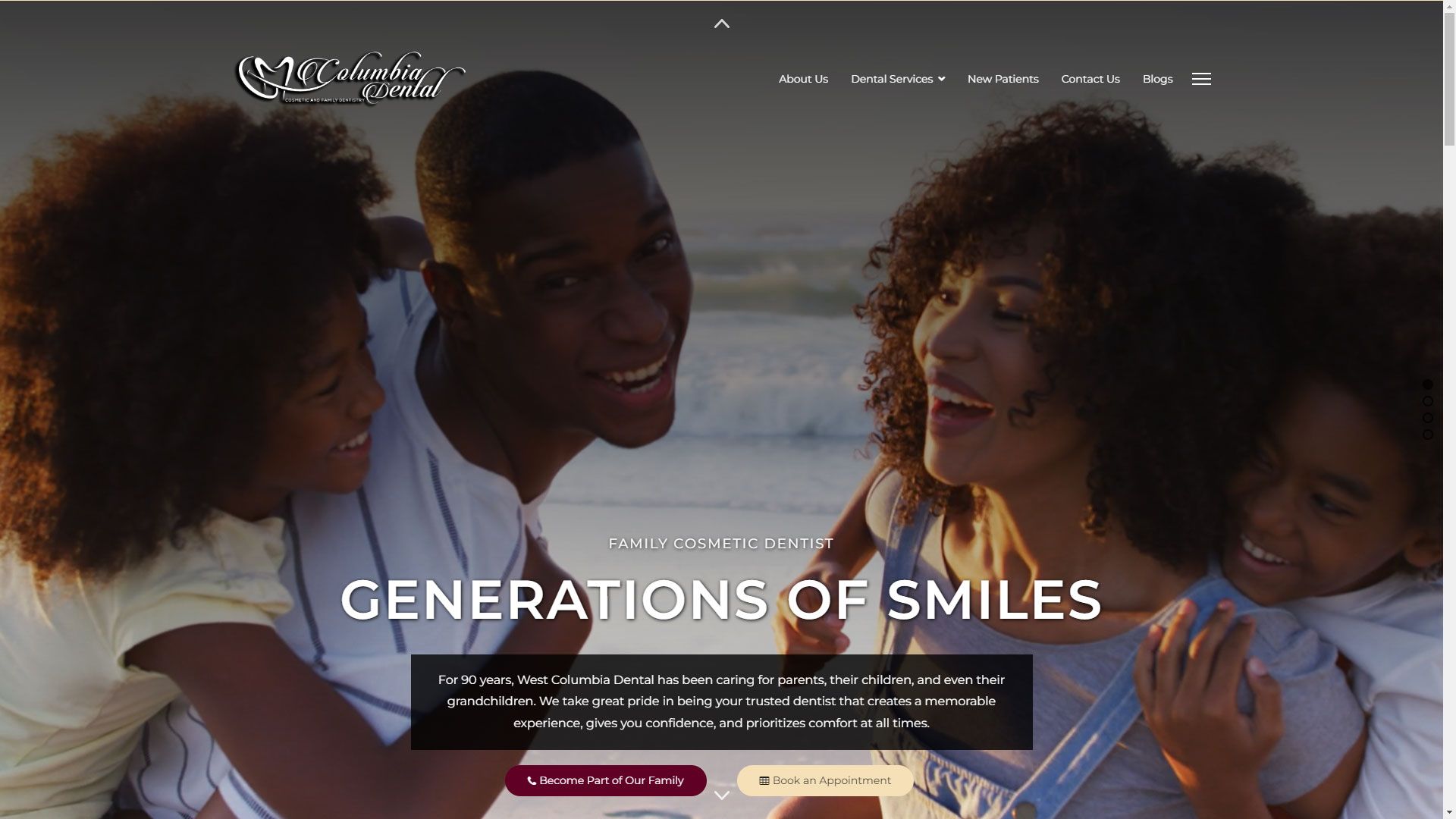 West Columbia Dental Homepage Hero Section