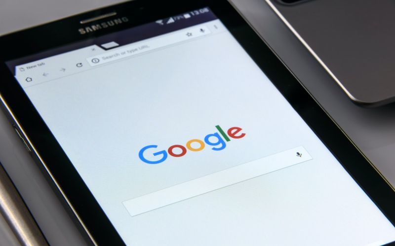Google homepage when conducting a search