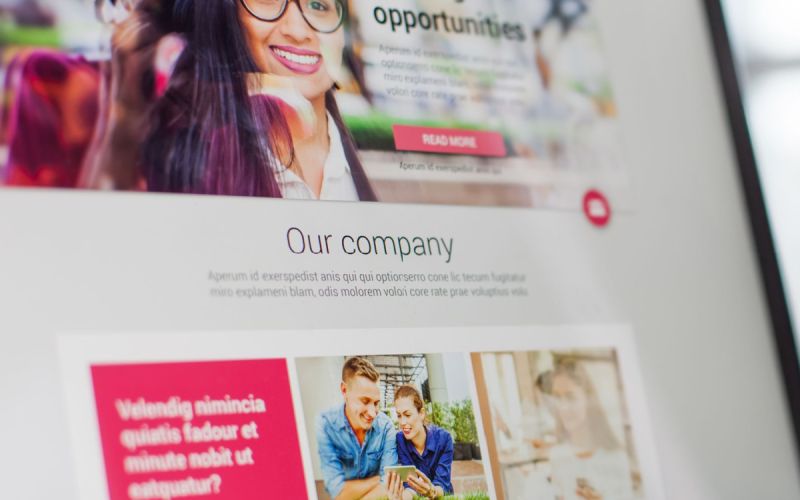 Houston web design of a business’s home page.