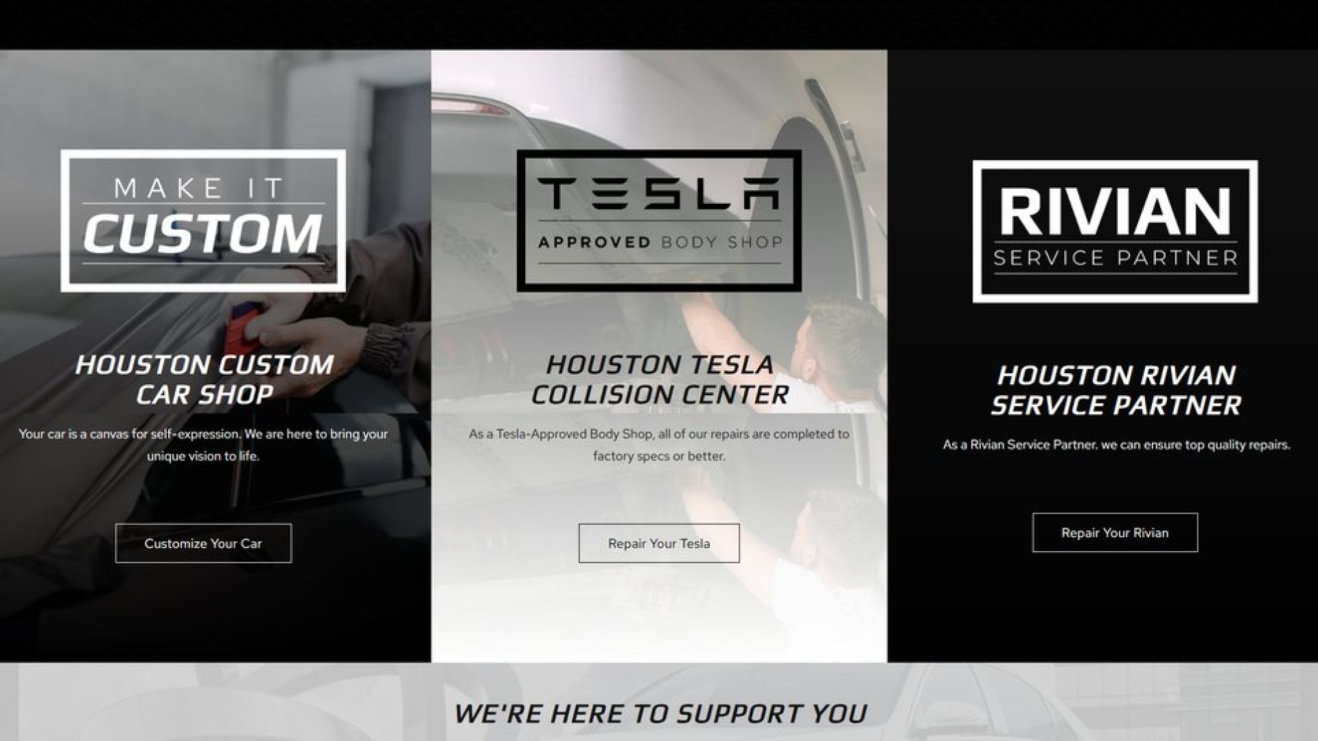 EVS Motors is a leading Houston auto salon specializing in Tesla, Rivian, and performance vehicles. INFINI built and maintains the digital presence that helped make EVS a top-ranked EV destination.