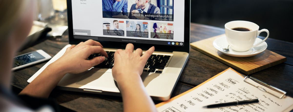 woman browsing a website