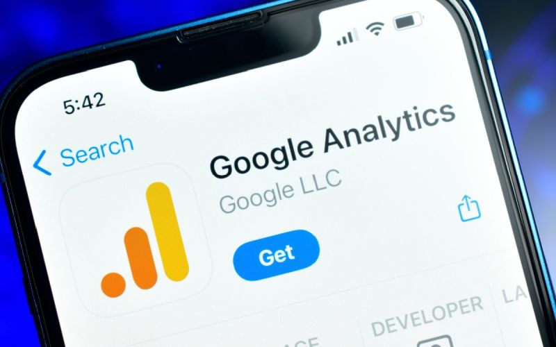 A closeup view of Google Analytics on a phone