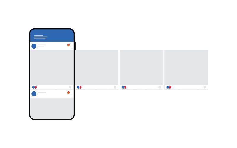 Vector graphic of smartphone with rotating facebook ads for houston businesses