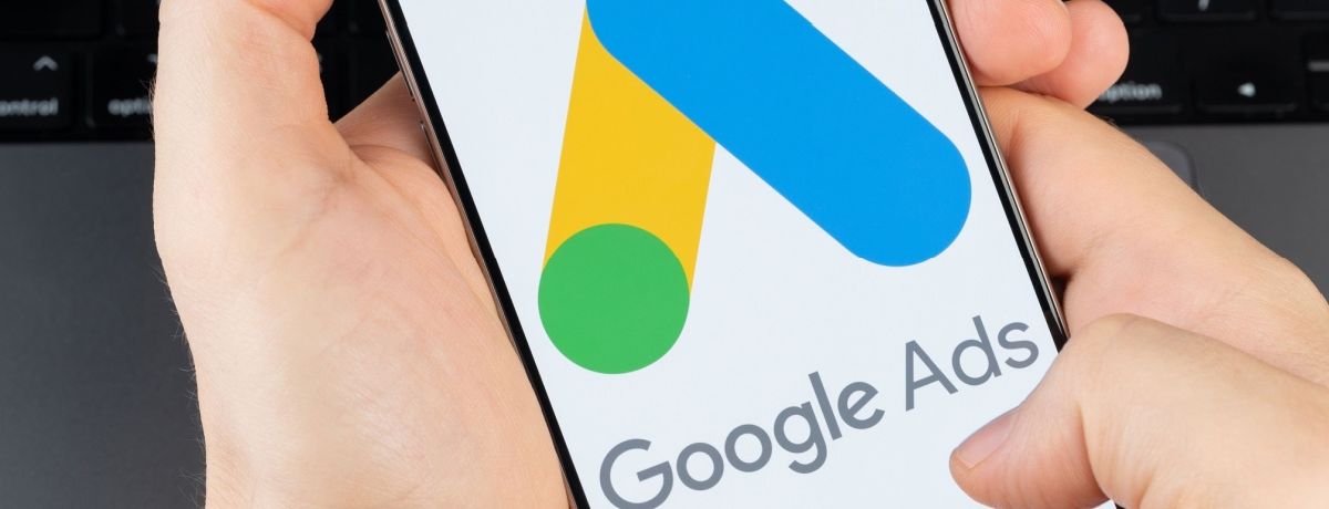 A closeup of Google Ads on a phone