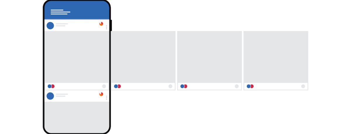 Vector graphic of smartphone with rotating facebook ads for houston businesses